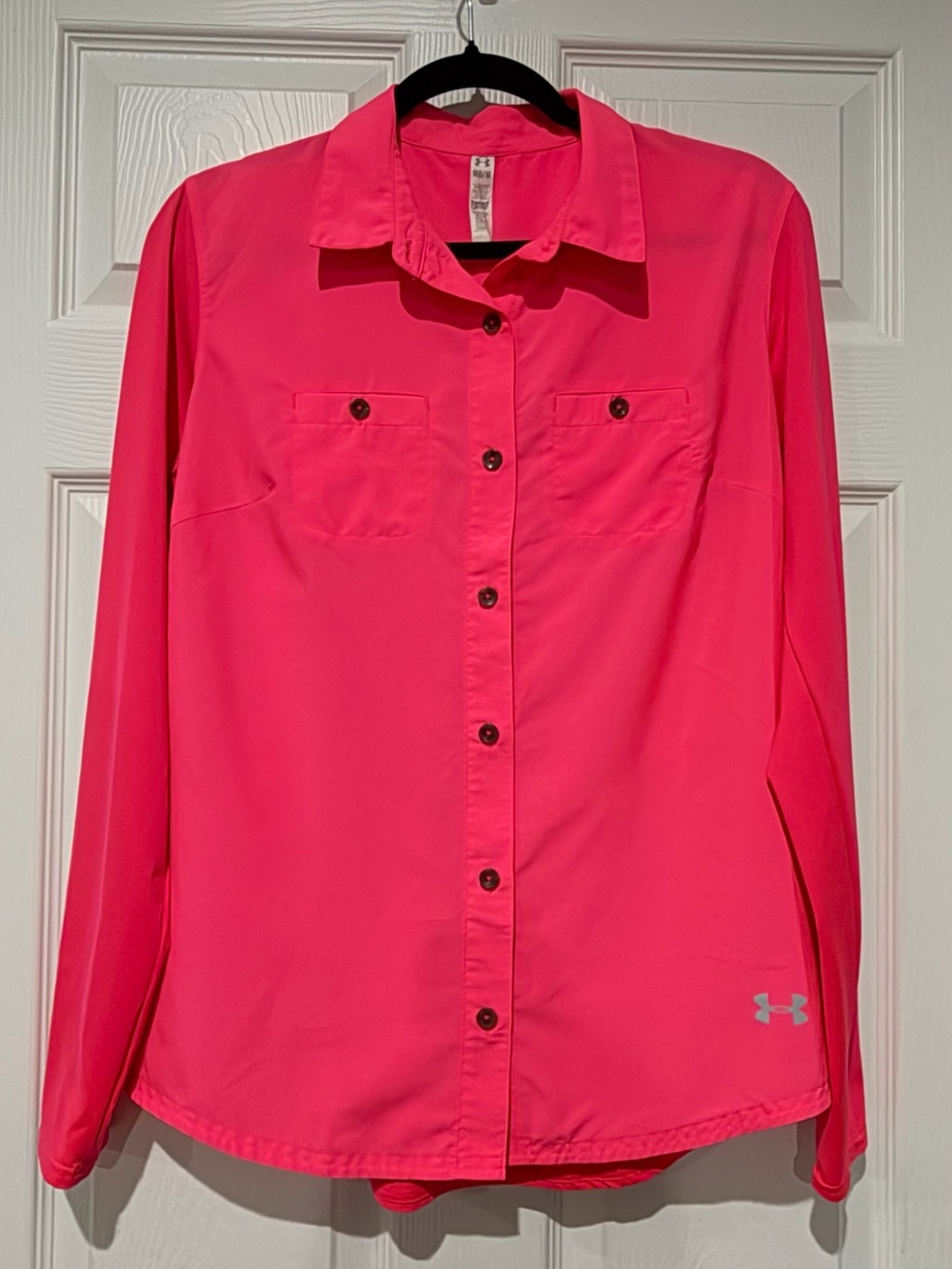 Under Armour Women’s Bright Pink Button-Down Performance Shirt